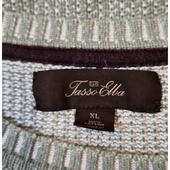 Tasso Elba Pullover Sweater Mens XL Green Cotton Career Office Hipster Retro Dad - Picture 9 of 11